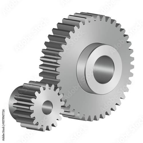 Gear wheel. Spur gear. Machine parts. 3D rendering