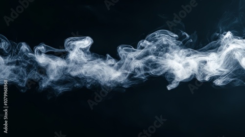 A smooth, continuous white smoke stream rising elegantly, set against a black backdrop