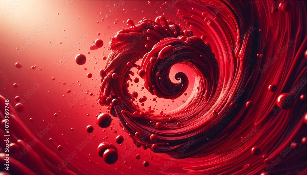 Close-up view of swirling red liquid, creating a vortex effect Close-up view of swirling red liquid, creating a vortex effect