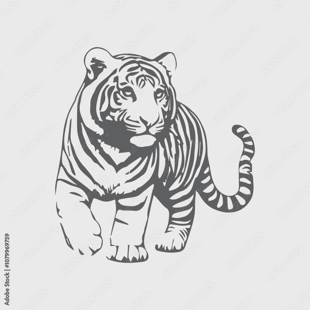 Naklejka premium tiger on white background