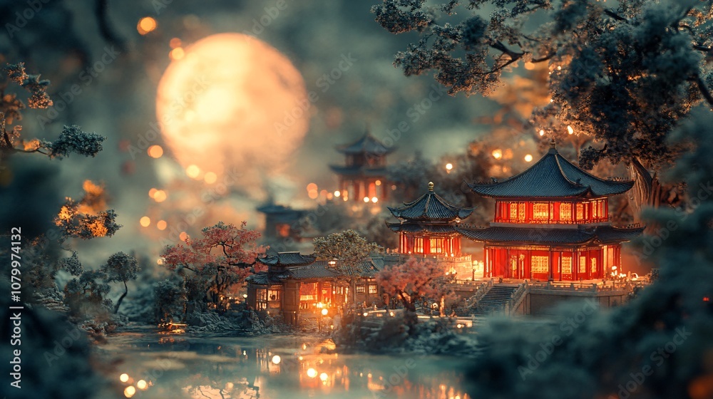 Fototapeta premium miniature landscape,Forbidden City,night