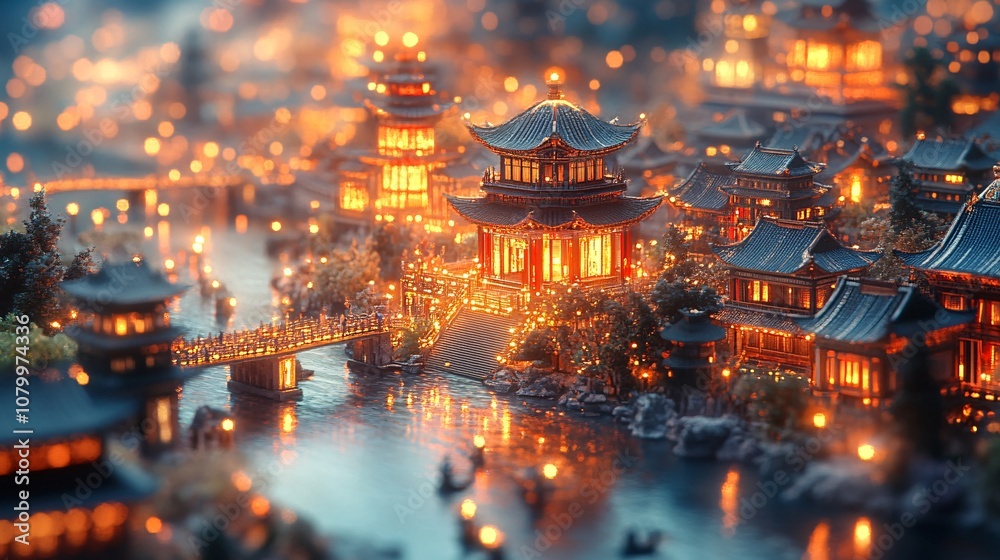 Fototapeta premium miniature landscape,Forbidden City,night