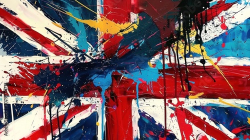 Abstract Union Jack Flag Painting photo