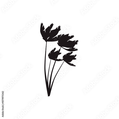 Set of palm trees in a wind storm isolated on white background. Black silhouettes of palm trees in the wind. Group of coconut trees in a hurricane. Palm tree in a wind silhouette. Palm tree in storm s