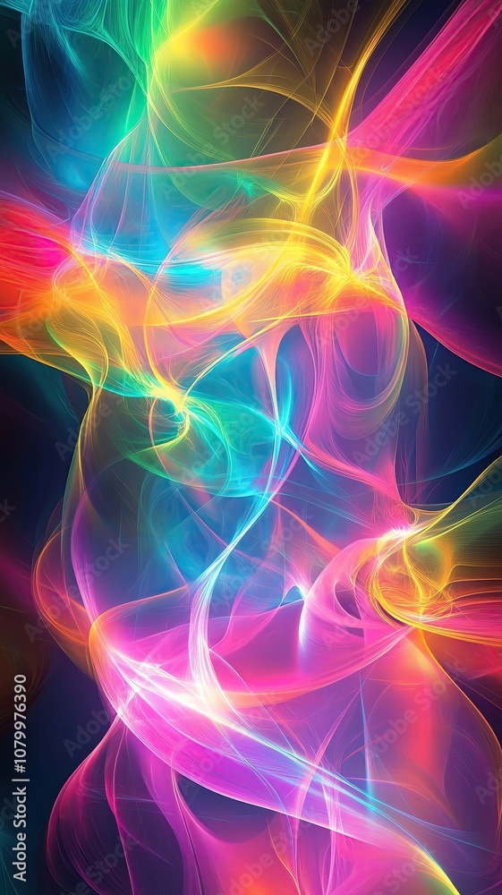 Naklejka premium Colorful abstract gradient background design Colorful abstract gradient background design with neon tones creating a vibrant light effect