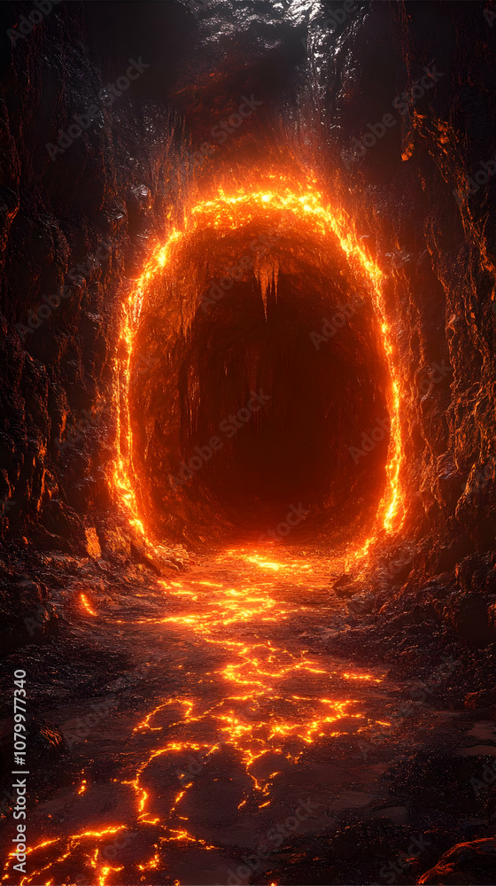 3D Illustration Lava Cave Volcanic Ring of Fire 3D Illustration Lava Cave Volcanic Ring of Fire