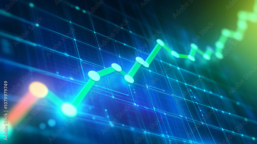 Digital Financial Growth Chart with Rising Graph Lines on Futuristic Background Digital Financial Growth Chart with Rising Graph Lines on Futuristic Background