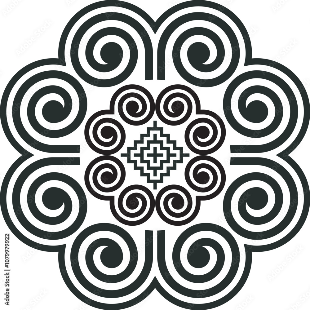 Spiral pattern, Hmong ethnic pattern Spiral pattern is the original pattern of Hmong clothing. It is used in designing clothes, shoes, bags, etc. Spiral pattern, Hmong ethnic pattern Spiral pattern is the original pattern of Hmong clothing. It is used in designing clothes, shoes, bags, etc.