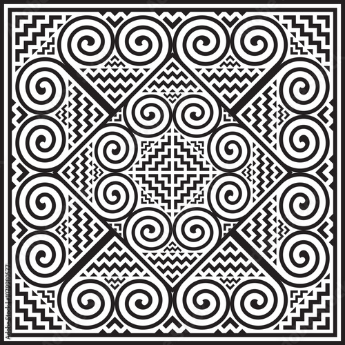 Spiral pattern, Hmong ethnic pattern Spiral pattern is the original pattern of Hmong clothing. It is used in designing clothes, shoes, bags, etc.