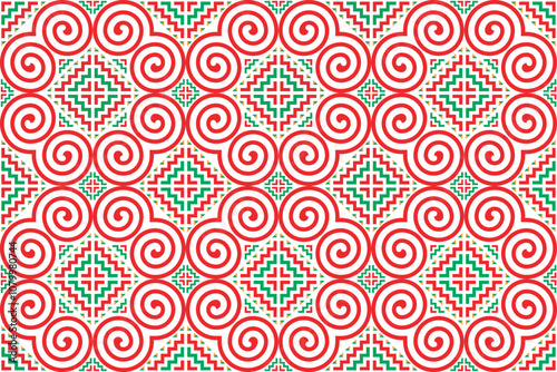 Spiral pattern, Hmong ethnic pattern Spiral pattern is the original pattern of Hmong clothing. It is used in designing clothes, shoes, bags, etc.