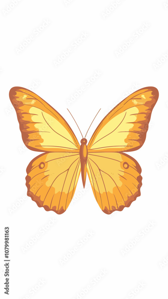 Fototapeta premium Minimalist Yellow Butterfly Illustration on White Background for Graphic Design