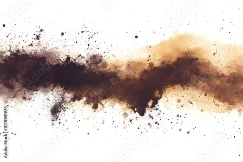 A long line of brown and white particles
