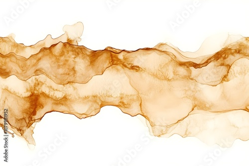 A long, curvy line of brown paint with a white background