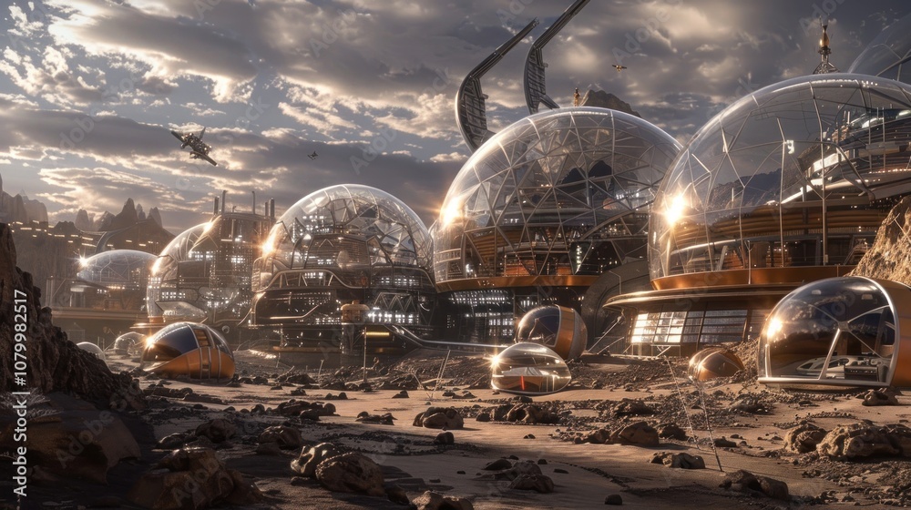 Obraz premium Futuristic City on a Desert Planet