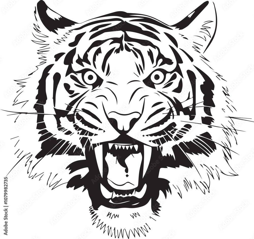 Black and white tiger vector Black and white tiger vector