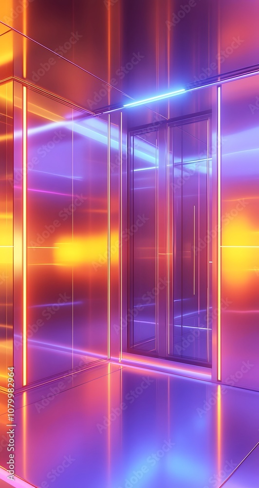 22. A polished 3D environment with transparent panels, glowing accents, and a large empty space for product placement. 22. A polished 3D environment with transparent panels, glowing accents, and a large empty space for product placement.