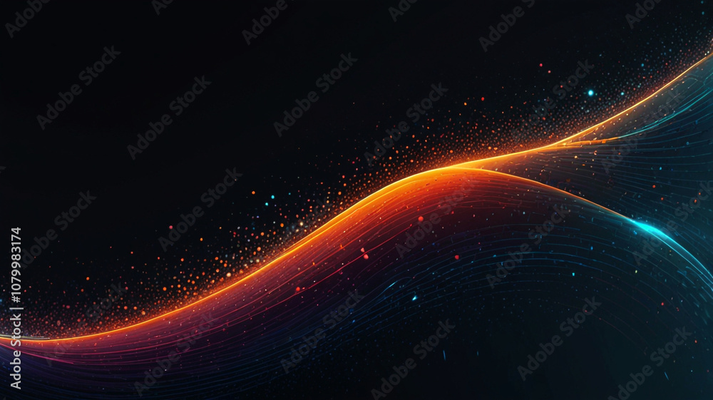 Obraz premium Dynamic Digital Scene Featuring Futuristic Elements with Data Particles Interlinked Nodes and AI-Inspired Neural Network Patterns Against a Dark Background