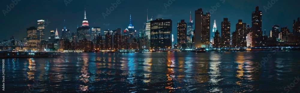 Obraz premium Nighttime Skyline of New York City