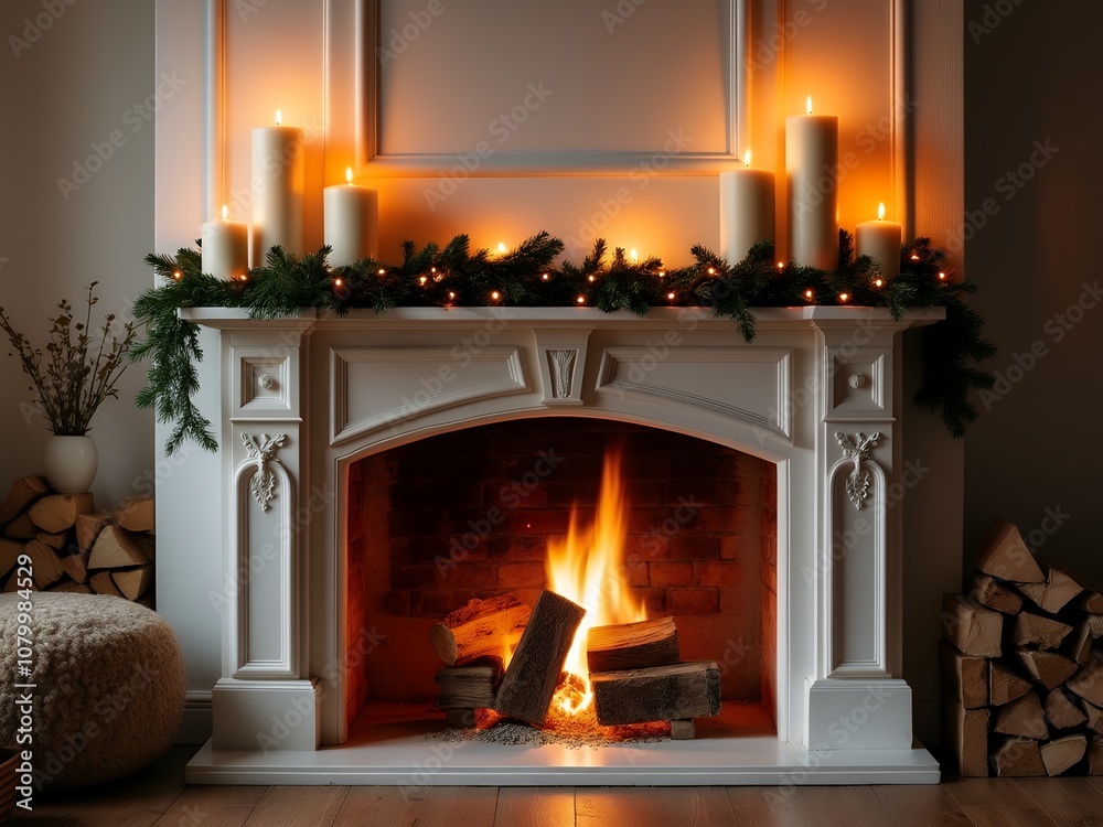 Christmas fireplace with candles Christmas fireplace with candles