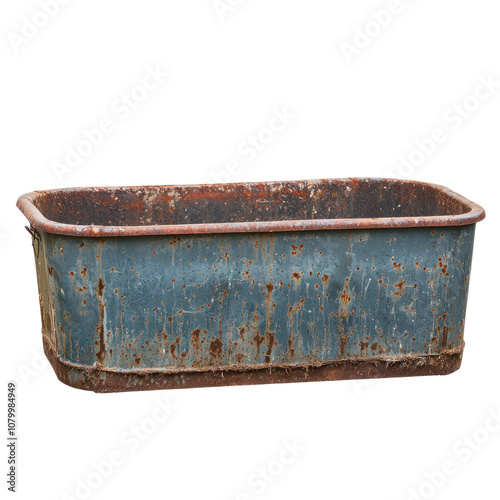 Water trough with a large, open container for livestock. isolated on transparent background