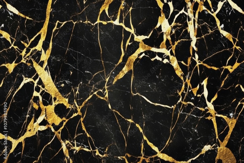 Luxurious Black and Gold Cracked Marble Texture with Kintsugi Inspired Design Luxurious Black and Gold Cracked Marble Texture with Kintsugi Inspired Design