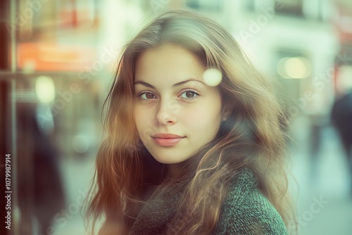 Portrait of a Young Woman with Long Brown Hair