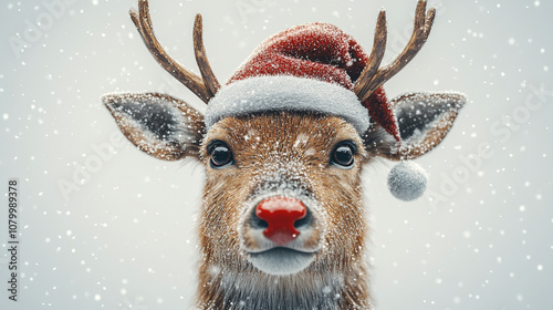 Red-Nosed Reindeer in a Snowy Winter Landscape