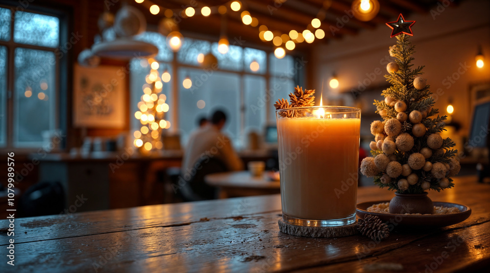 A warmly lit Christmas tree decorated with golden ornaments and candles, creating a cozy, festive atmosphere. Set in a peaceful room or church, the glow enhances the holiday spirit A warmly lit Christmas tree decorated with golden ornaments and candles, creating a cozy, festive atmosphere. Set in a peaceful room or church, the glow enhances the holiday spirit