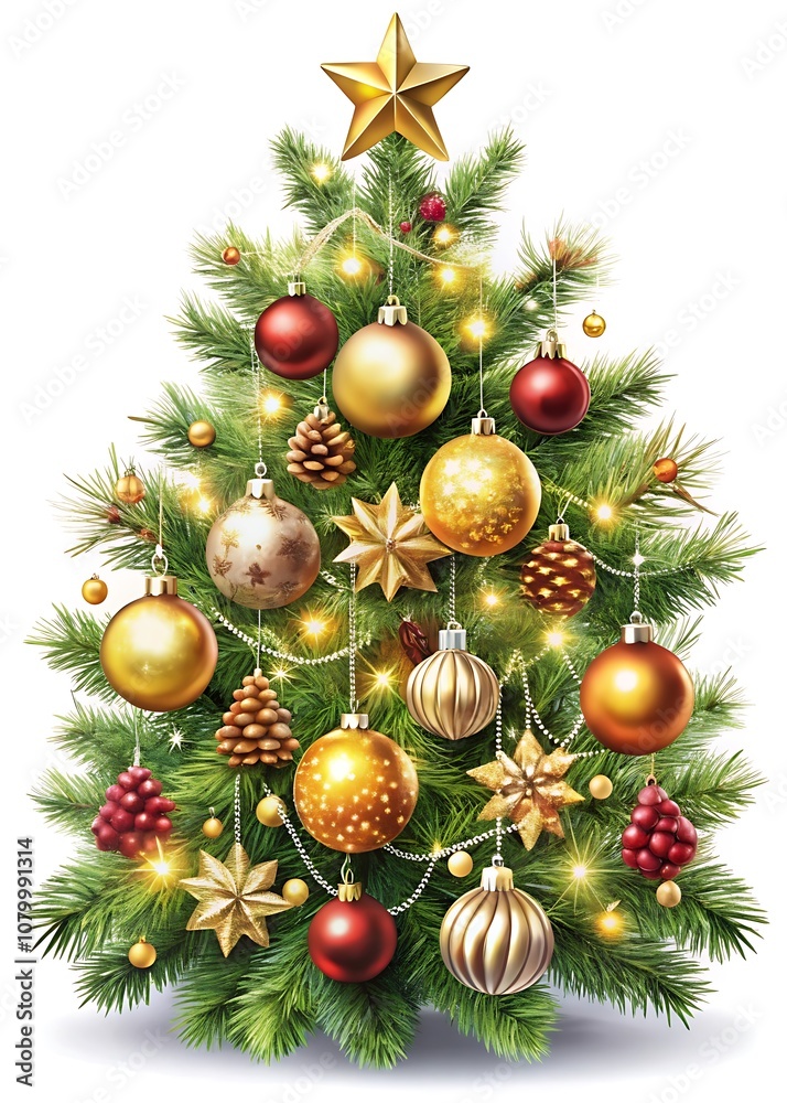 Christmas tree decorations on White. Festive Fir Branch Decor. Holiday Ornaments & Greenery. Christmas tree decorations on White. Festive Fir Branch Decor. Holiday Ornaments & Greenery.