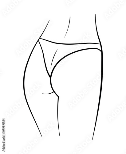 woman ass butt black and white hand drawing