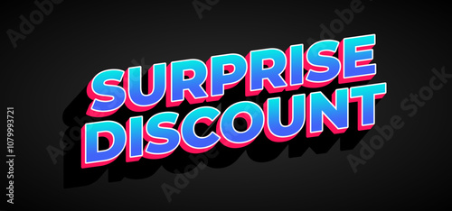 Surprise discount. Text effect in 3D look for banner or website header