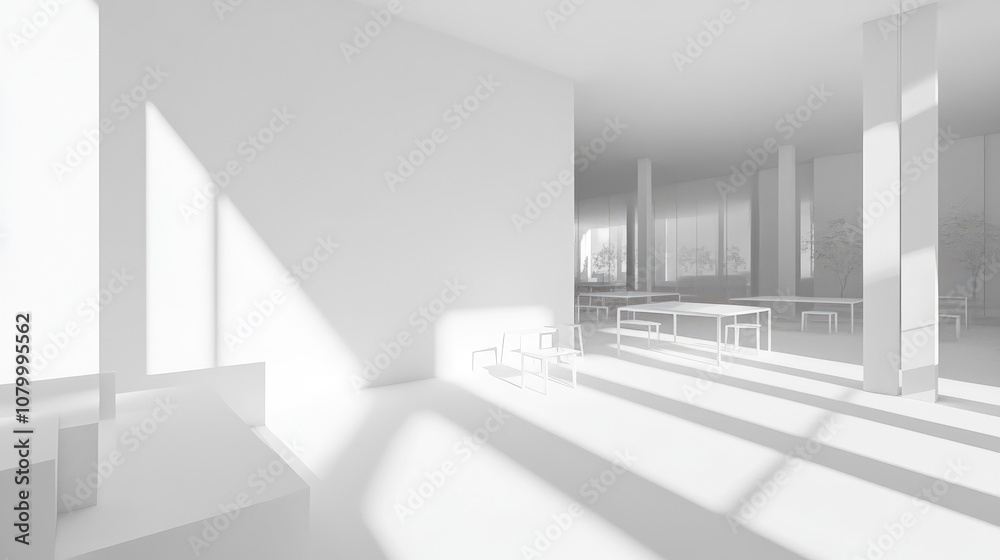 Obraz premium Minimalist Interior Design with Sunbeams & Shadows