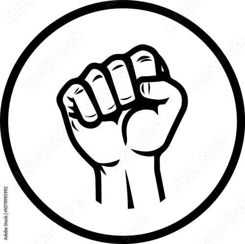 Fist Raise Up In A Circle Icon. Esp10 Vector.