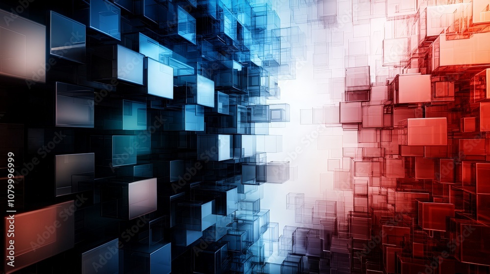 Abstract Geometric Background with Intersecting Grids in Tech-Inspired Colors of Blue and Red for Modern Digital Designs and Illustrations Abstract Geometric Background with Intersecting Grids in Tech-Inspired Colors of Blue and Red for Modern Digital Designs and Illustrations