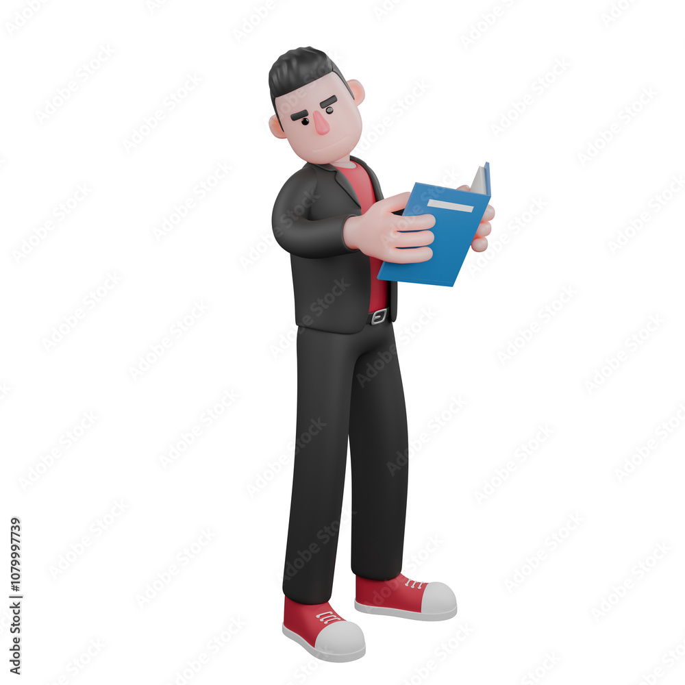 3D Dance Performer in Cartoon. A male choreographer stands with a book in his hand, looking into the distance with full of plans. Choreographer Model 3D Dance Performer in Cartoon. A male choreographer stands with a book in his hand, looking into the distance with full of plans. Choreographer Model