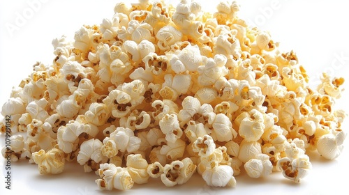 Freshly popped popcorn piled high ready for a movie night snack at home