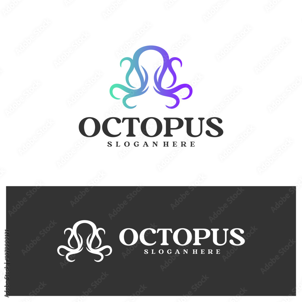 Obraz premium Octopus logo vector illustration. Simple Octopus logo design concept template