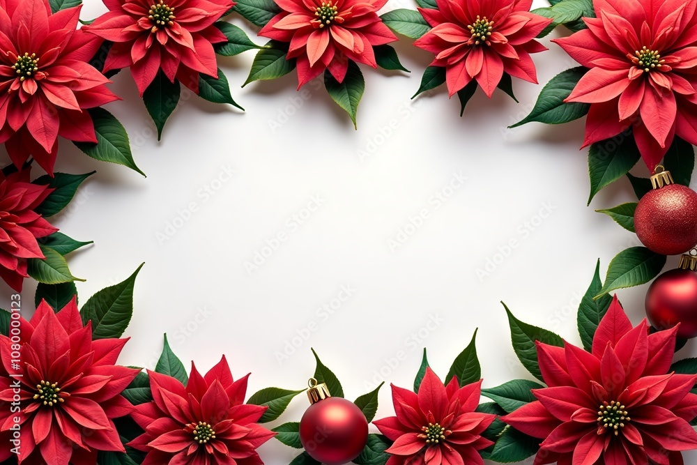 christmas frame with poinsettia christmas frame with poinsettia