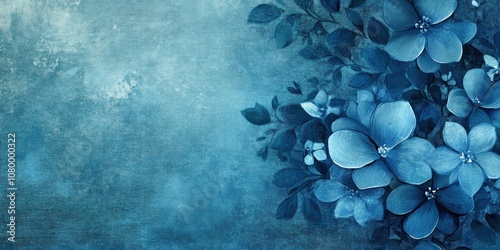 Blue floral background with copy space.