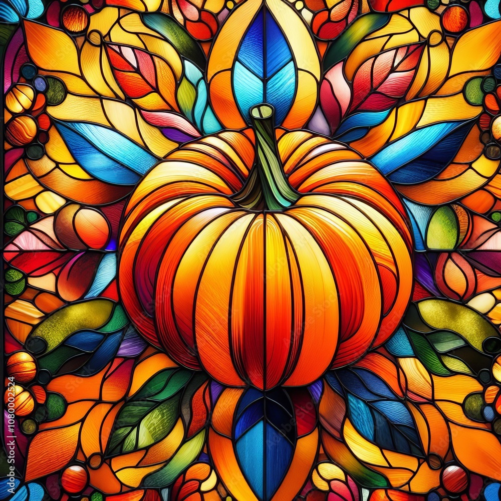 Stained Glass Pumpkin Create a stained glass image of a pumpkin Stained Glass Pumpkin Create a stained glass image of a pumpkin