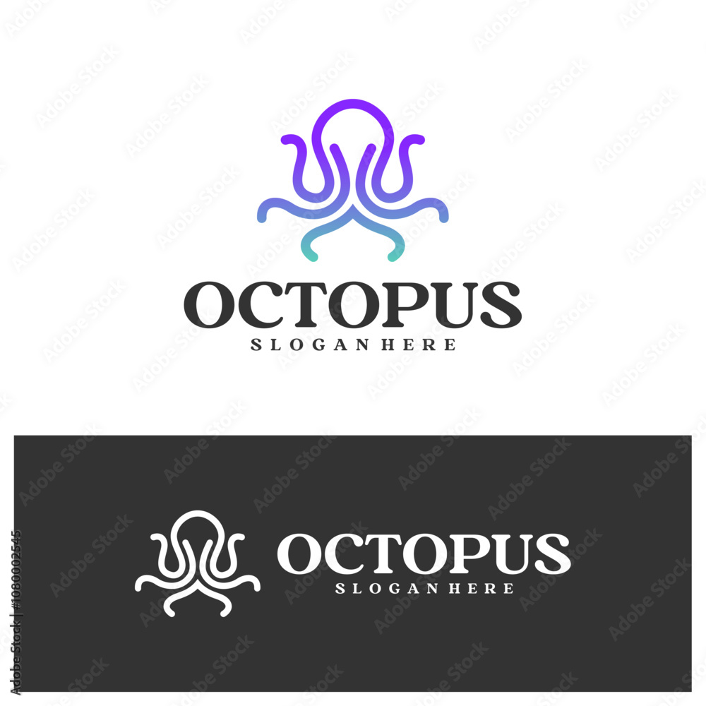 Fototapeta premium Octopus logo vector illustration. Simple Octopus logo design concept template