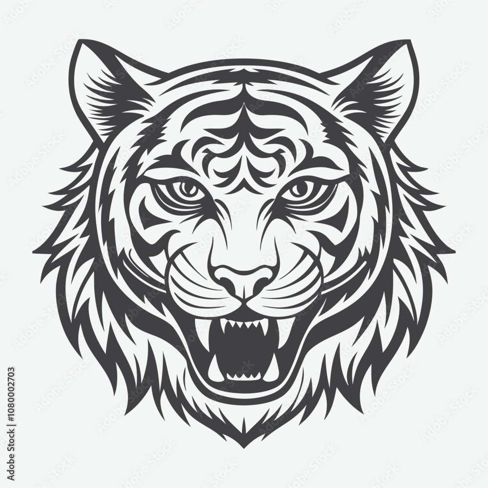 Tiger Head Silhouette Logo Vector Illustration Isolated on White Background for Branding and Design Projects Tiger Head Silhouette Logo Vector Illustration Isolated on White Background for Branding and Design Projects
