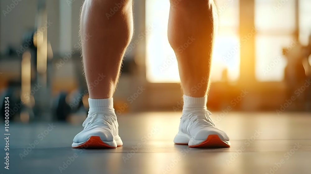 Athletic feet in modern running sneakers on a gym floor during an intense workout session showcasing the dedication and discipline of a healthy active lifestyle Athletic feet in modern running sneakers on a gym floor during an intense workout session showcasing the dedication and discipline of a healthy active lifestyle