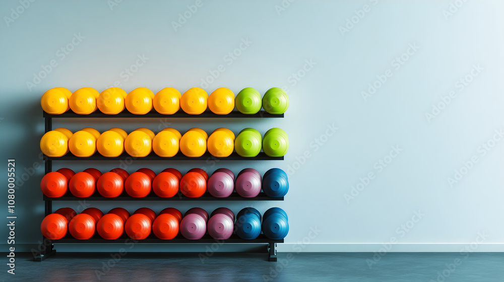 Vibrant Dumbbell Display Against Minimalist Wall Unveiling Energetic Workout Inspirations Vibrant Dumbbell Display Against Minimalist Wall Unveiling Energetic Workout Inspirations