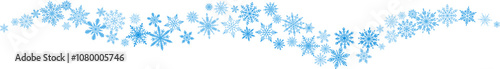 Blue elegant snowflake wave, vector snow illustration, decorative banner for the winter holidays, isolated