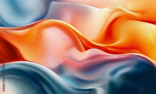 Wallpaper Mural Silky neon wallpaper, vibrant dark orange and light blue, futuristic chromatic waves, soft tonal shifts Torontodigital.ca