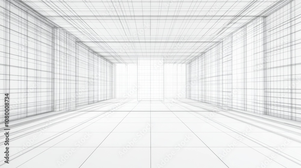 Wireframe Interior Design: Empty Room Blueprint Wireframe Interior Design: Empty Room Blueprint