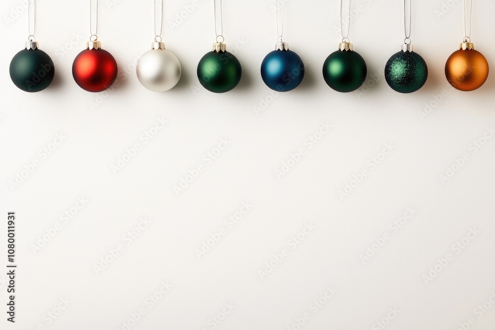 Christmas holiday. Festive collection of holiday ornaments in various colors and shapes, joyful, Christmas spirit