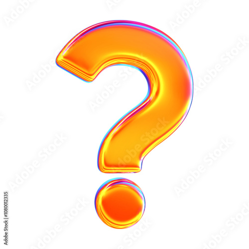 3d holographic or neon question mark icon. Faq problem solution symbol. Stock vector illustration on isolated background.