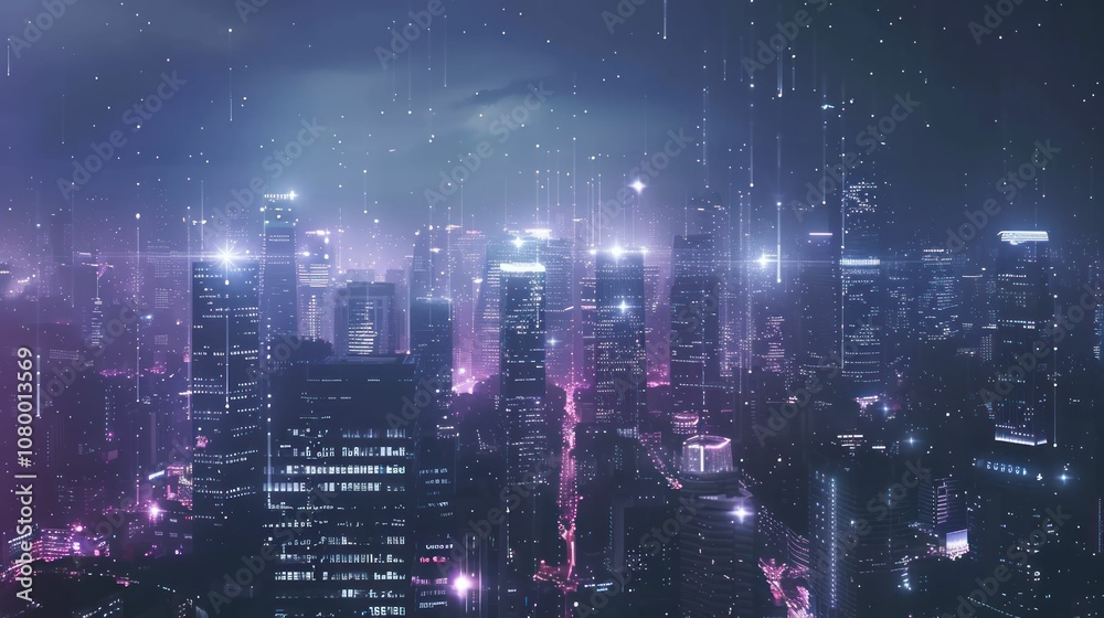 A vibrant cityscape illuminated by neon lights and rain, creating a futuristic atmosphere. A vibrant cityscape illuminated by neon lights and rain, creating a futuristic atmosphere.